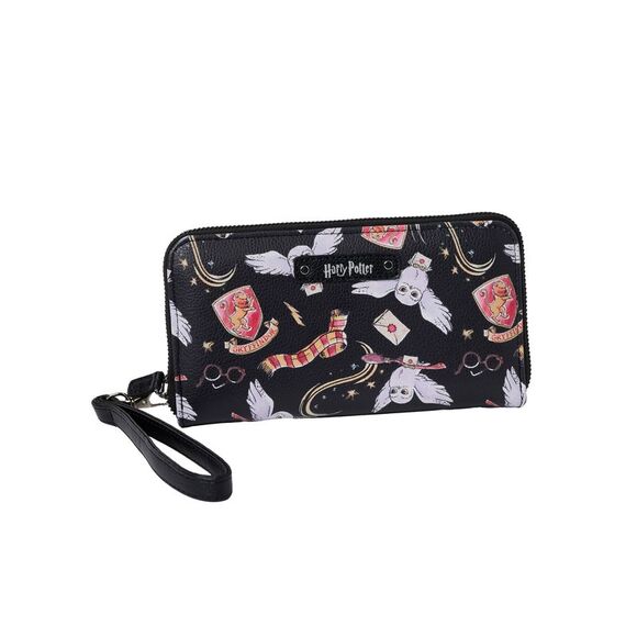 New Women's Harry Potter Icons Black Zip Around Wallet All-Over Print Wristlet - Picture 1 of 9